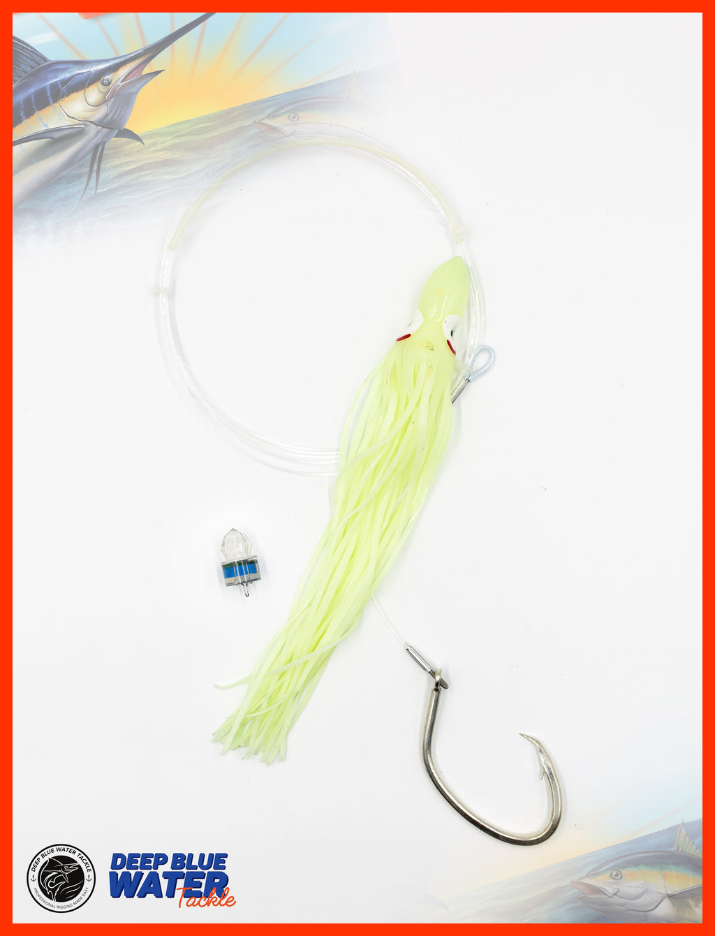 SWORDFISH Deep Drop Rig 12 Inch Ultra Bright Glow Octopus / Squid Skirt
